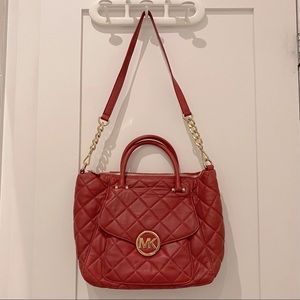 Michael Kors quilted red leather crossbody/shoulder bag